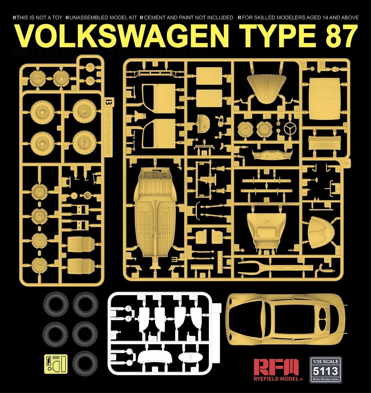 Rye Field Model - 5113 - Volkswagen Type 87 [interior kit] - sprue