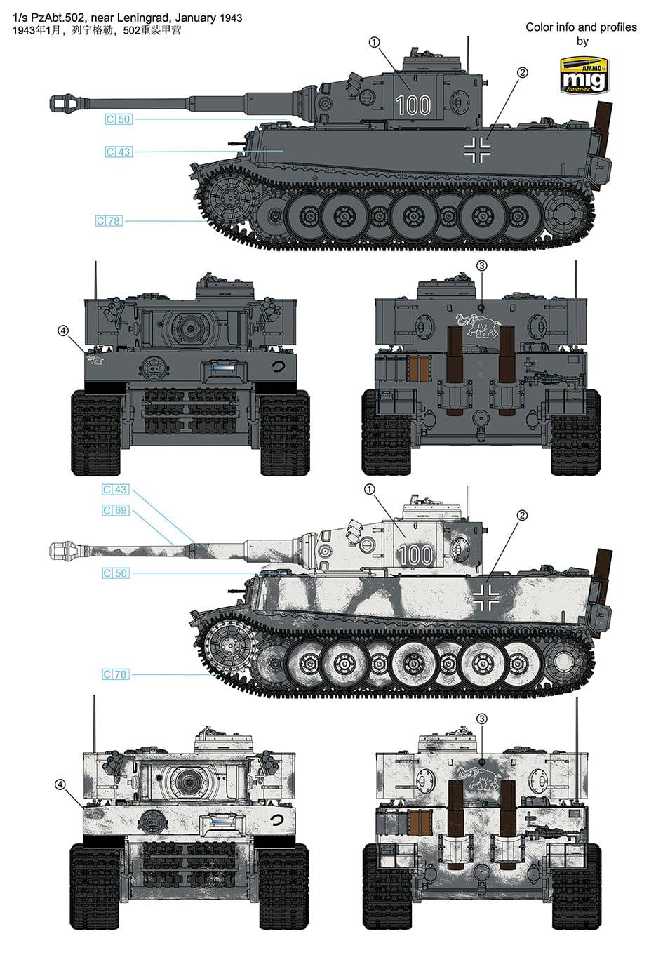 Rye Field Model - 5075 - Pz.Kpfw. VI Ausf. E Tiger I (initial) - paint schemes