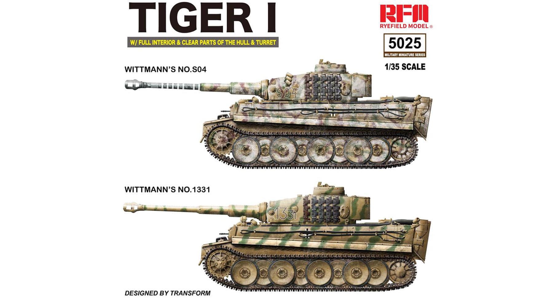 Rye Field Model - 5025 - Pz.Kpfw. VI Ausf. E Tiger I (early) [interior kit] - paint schemes