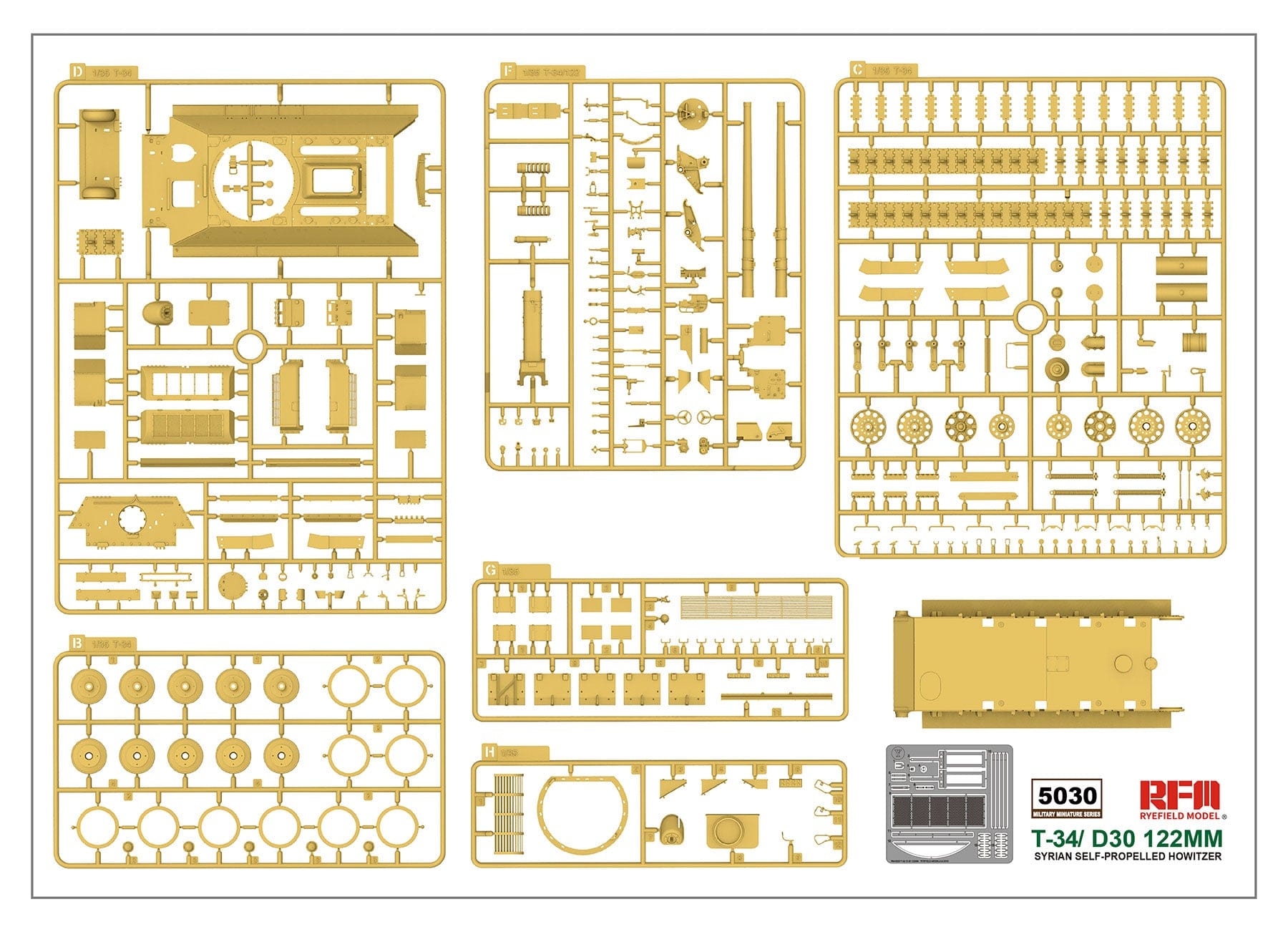 Rye Field Model - 5030 - T-34-122 D30 - sprue