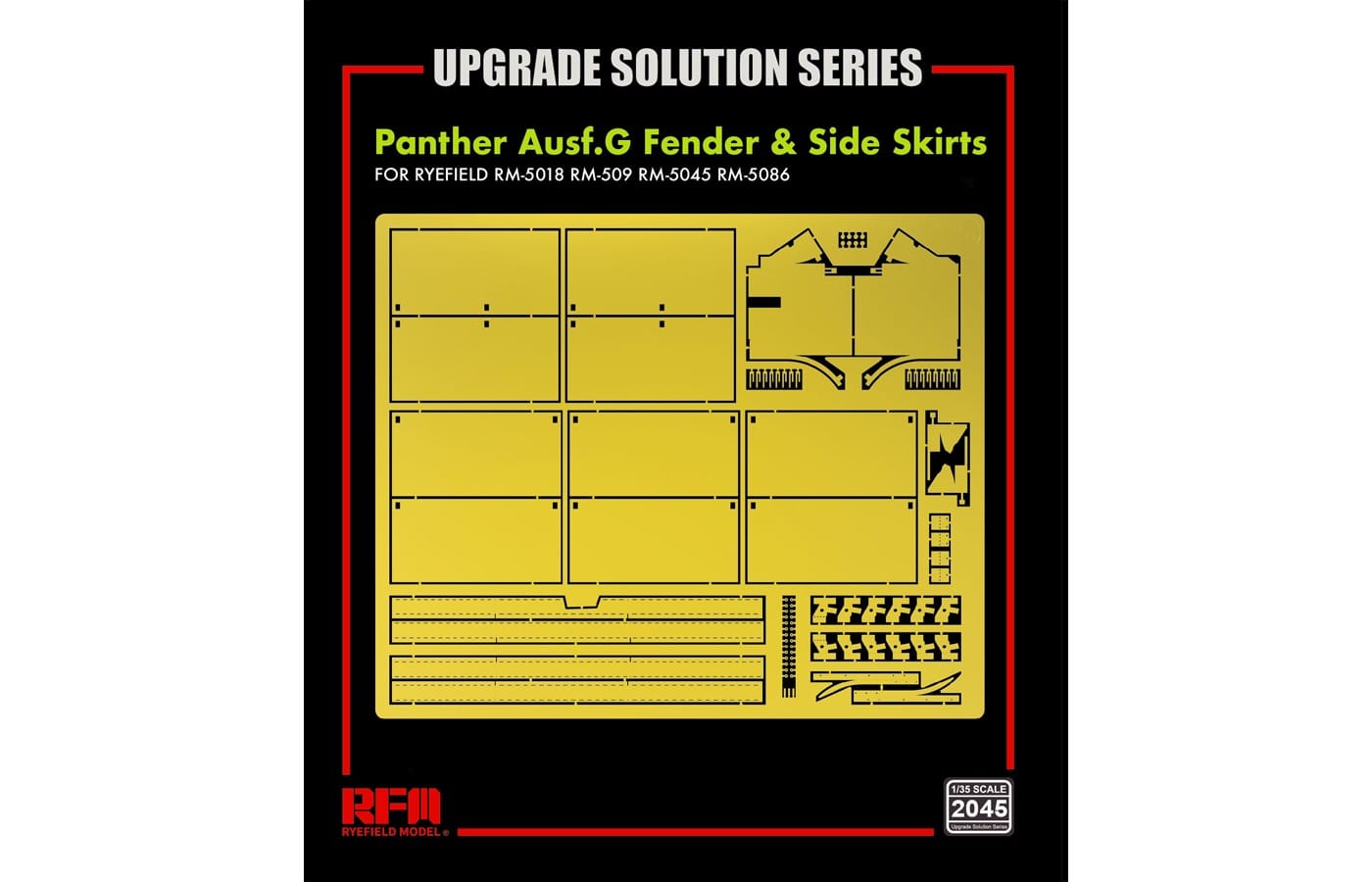 280 - Rye Field Model - 2045 - Pz.Kpfw. V Panther Ausf. G Fender and Side Skirts [upgrade kit] - photo-etched parts