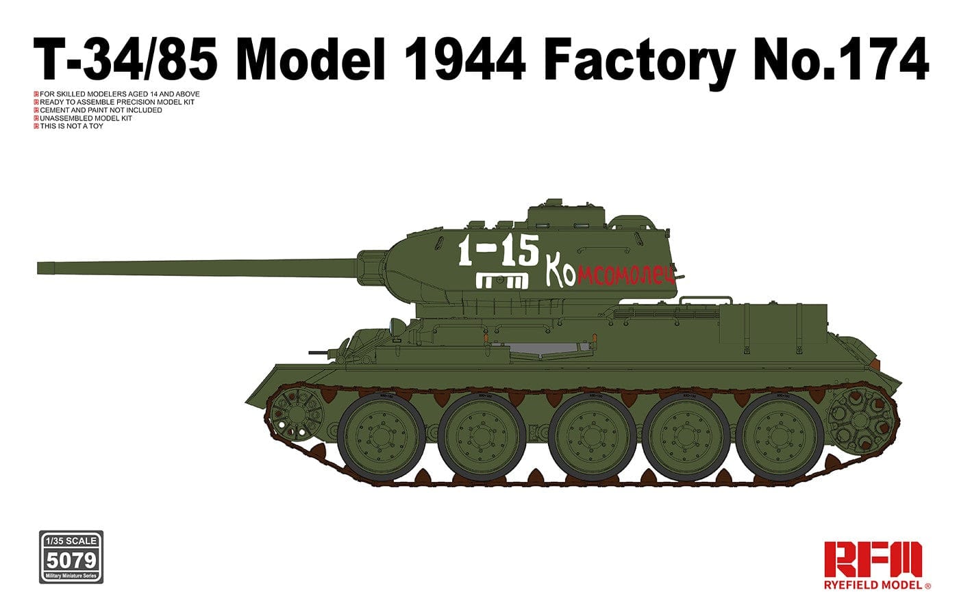 010 - Rye Field Model - 5079 - T-34-85 obr. 1944 No. 174 Factory - primary image