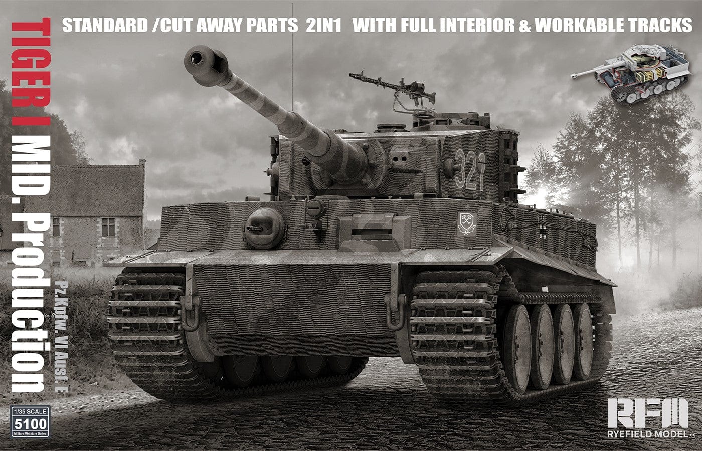010 - Rye Field Model - 5100 - Pz.Kpfw. VI Ausf. E Tiger I (mid) [interior kit] - primary image
