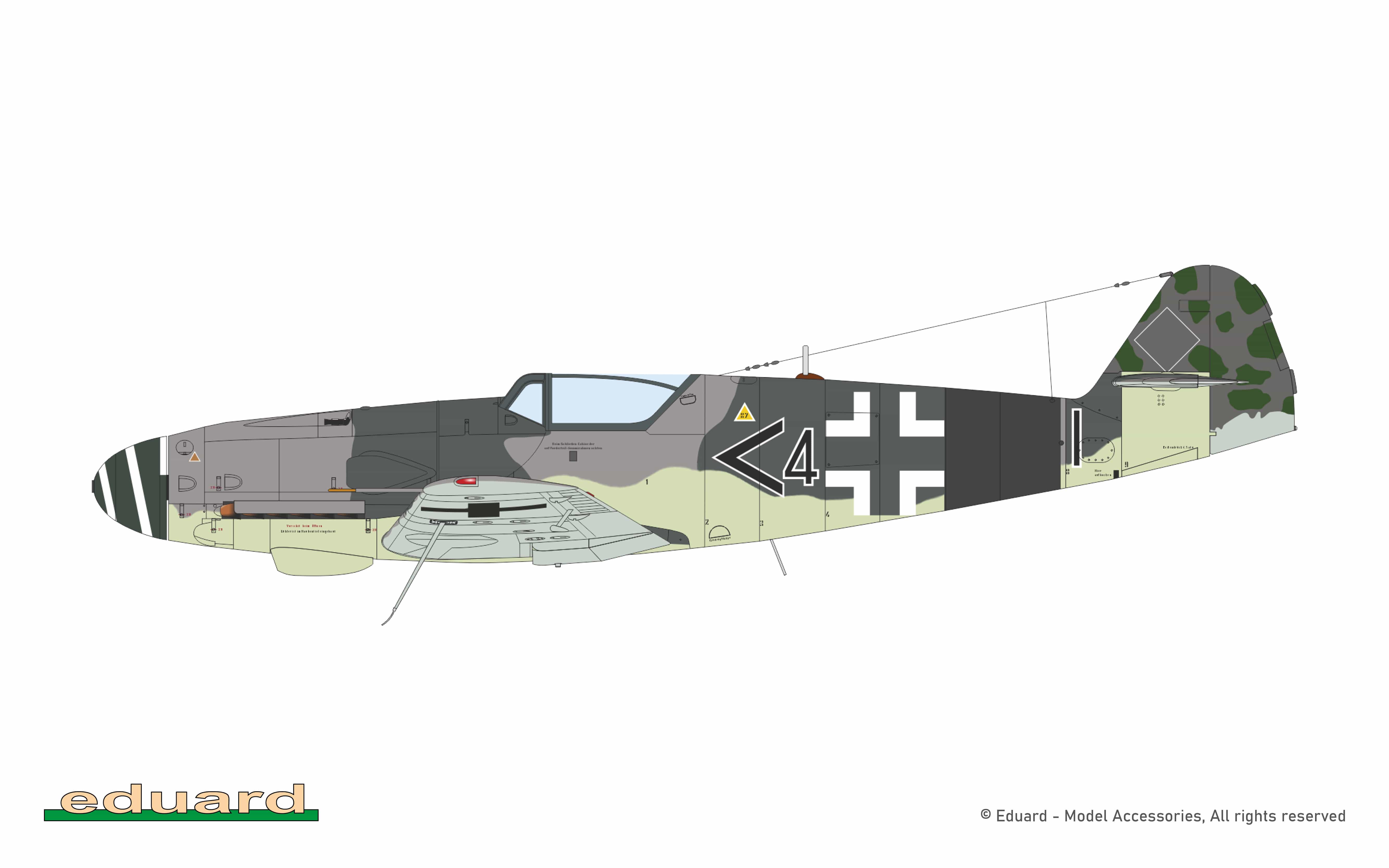 Eduard - 2155 - Messerschmitt Bf 109 K-4 ‘Kurfürst’ [dual combo] - paint schemes - Lt. Horst Potreck, Stab III./JG 53, Kreuzstrasse near Holzkirchen, Germany, April 1945