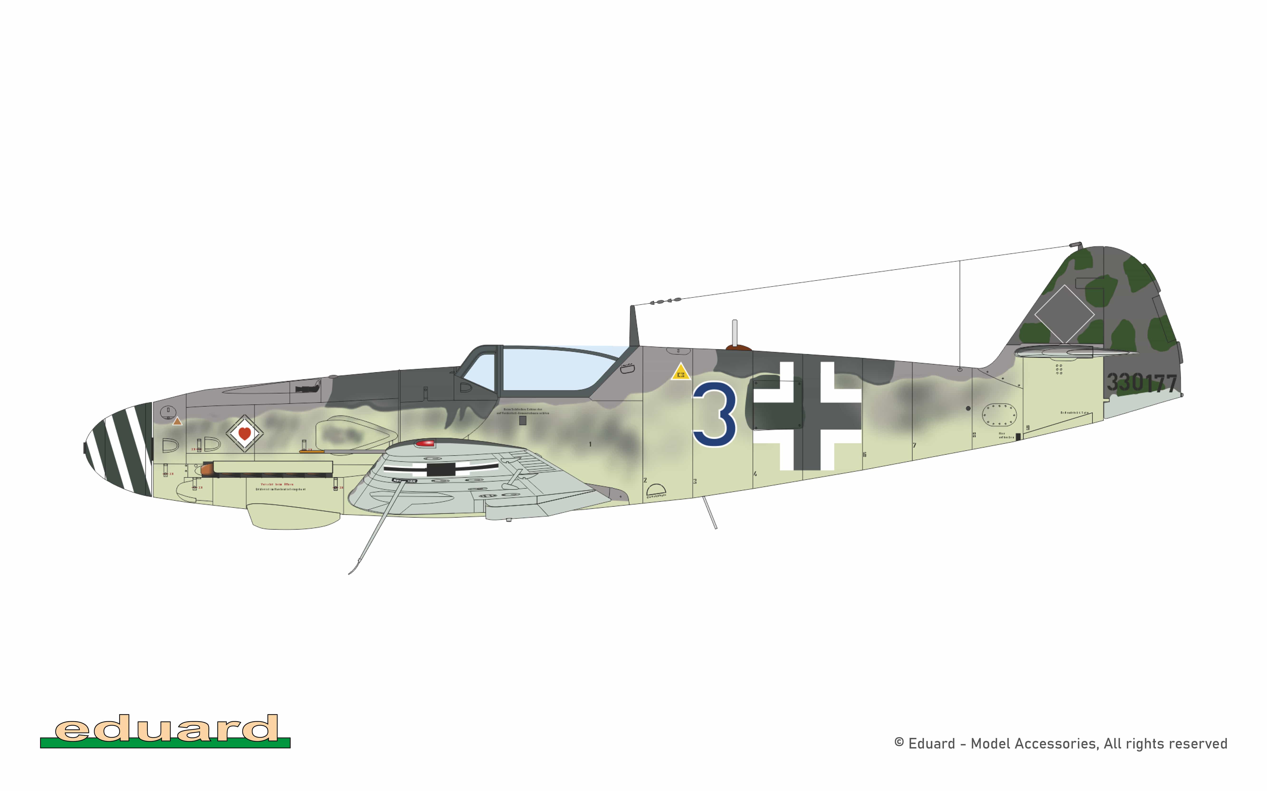 Eduard - 2155 - Messerschmitt Bf 109 K-4 ‘Kurfürst’ [dual combo] - paint schemes - WNr. 330177, Uffz. Alfred Nitsch, 12./JG 77, Neuruppin, Germany, November 1944 