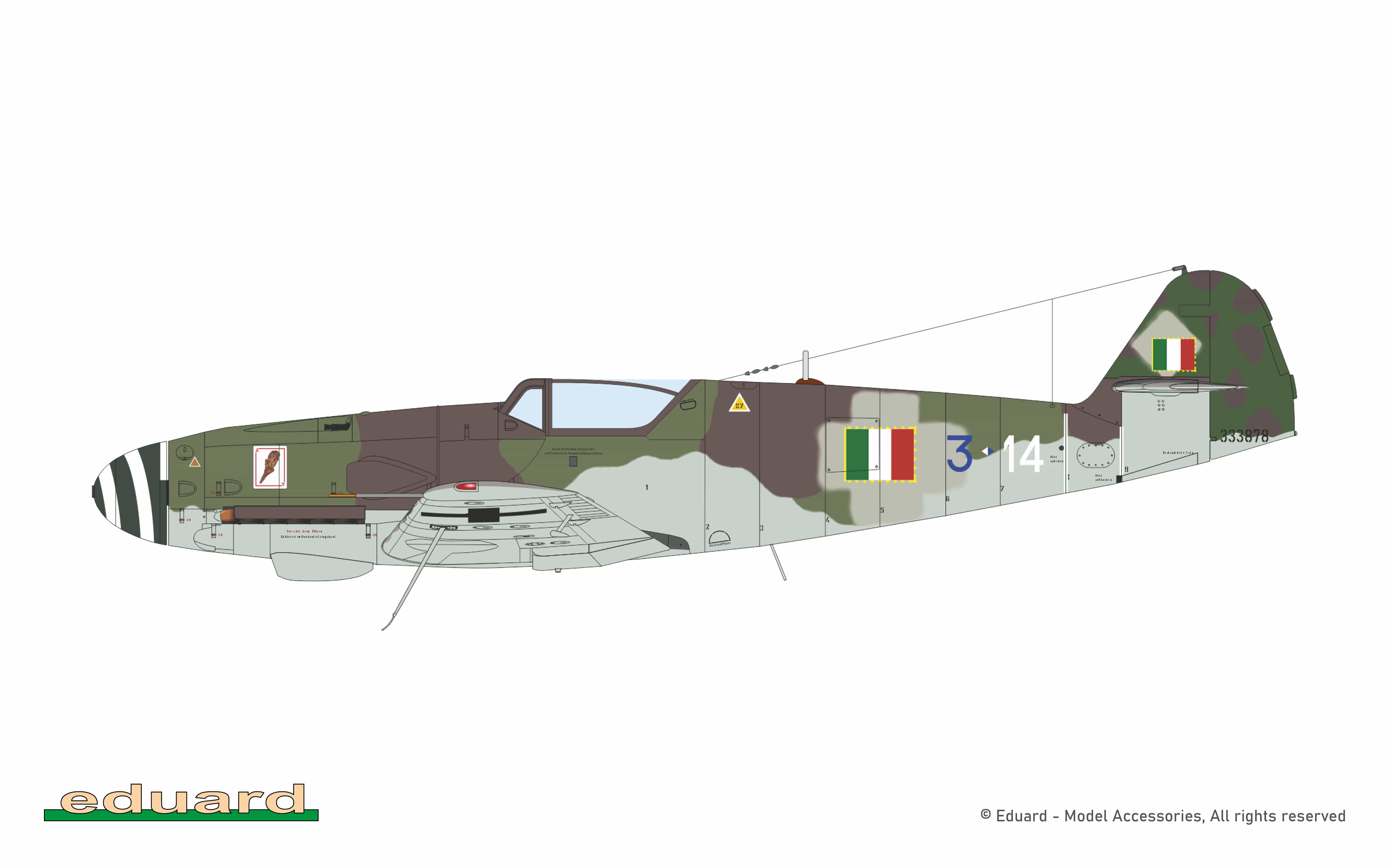Eduard - 2155 - Messerschmitt Bf 109 K-4 ‘Kurfürst’ [dual combo] - paint schemes - WNr. 333878, S. Ten Umberto Gallori, 3a Squadriglia, Io Gruppo Caccia, Lonate Pozzolo, Italy, March 1945 