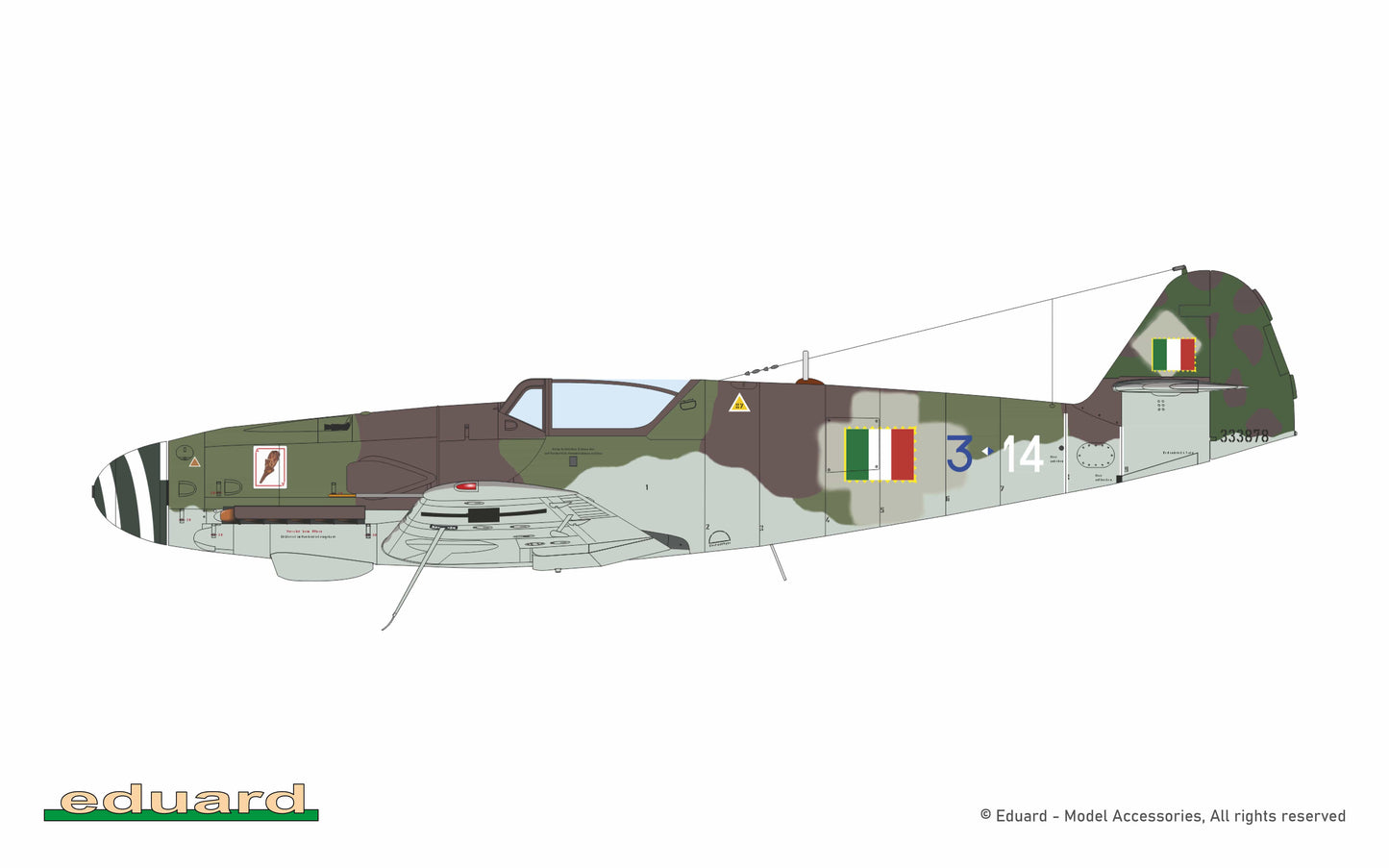 305 - Eduard - 2155 - Messerschmitt Bf 109 K-4 ‘Kurfürst’ [dual combo] - paint schemes - WNr. 333878, S. Ten Umberto Gallori, 3a Squadriglia, Io Gruppo Caccia, Lonate Pozzolo, Italy, March 1945 