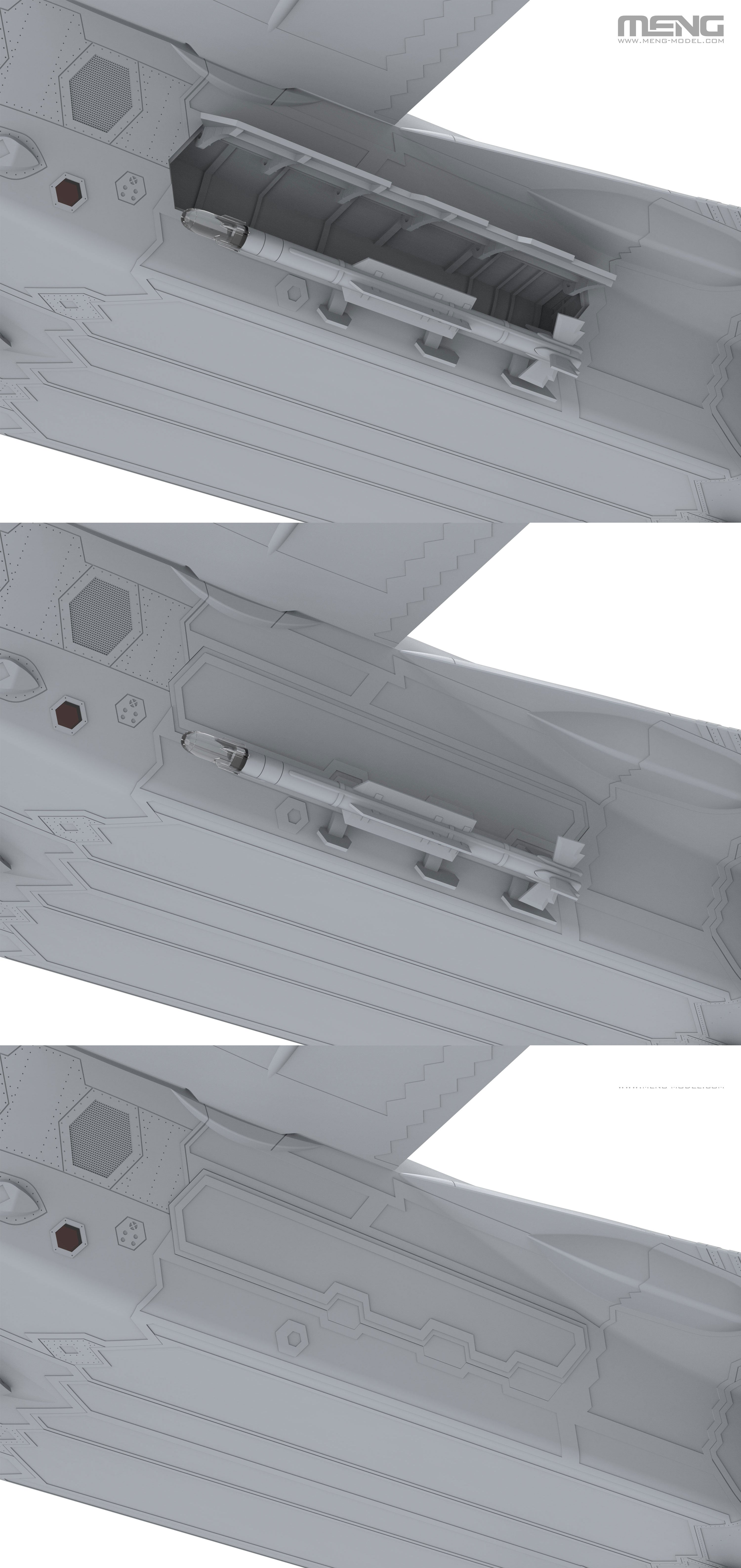 digital model - The side weapons bay hatches which feature serrated sawtooth edges can be built in open or closed position.