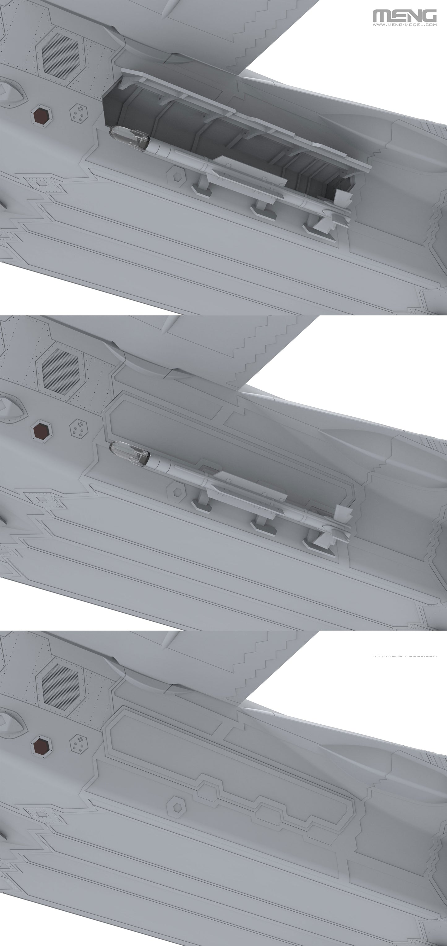 514 - digital model - The side weapons bay hatches which feature serrated sawtooth edges can be built in open or closed position.