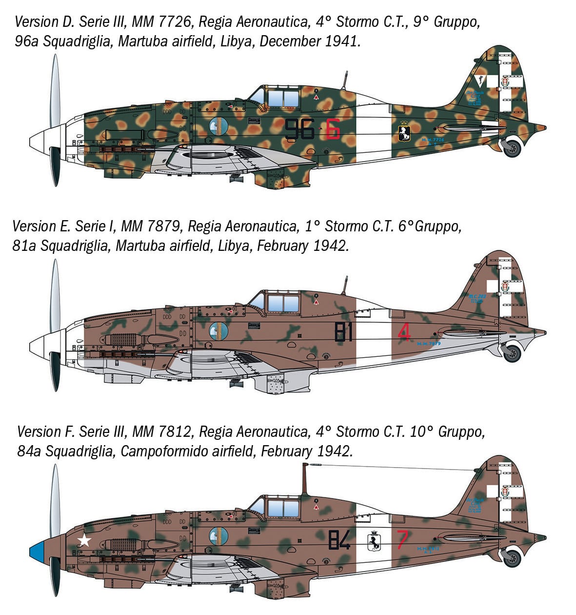 Italeri - 2524 - Macchi C.202 Folgore (early) - paint schemes