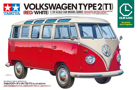 010 - Tamiya - 28101 - Volkswagen Type 2 (Red & White) [clic-loc] - primary image