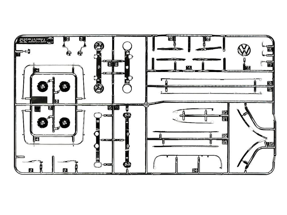 Tamiya - 28102 - Volkswagen Type 2 (Blue & White) [clic-loc] - sprue