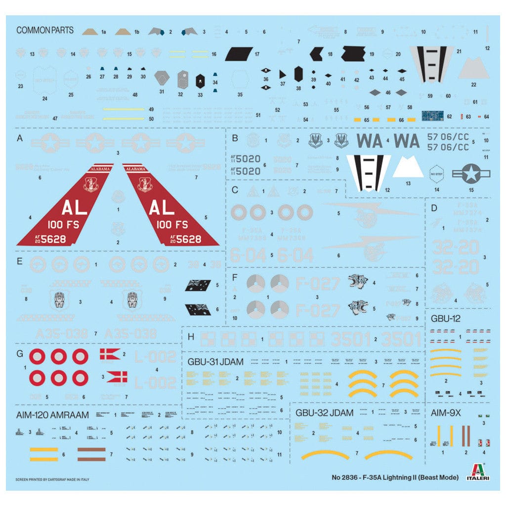 400 - Italeri - 2836 - Lockheed Martin F-35A Lightning II ‘Beast Mode’ - decals
