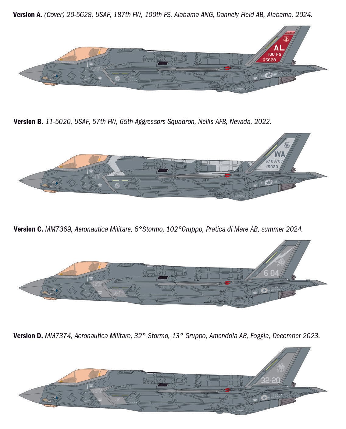 Italeri - 2836 - Lockheed Martin F-35A Lightning II ‘Beast Mode’ - paint schemes