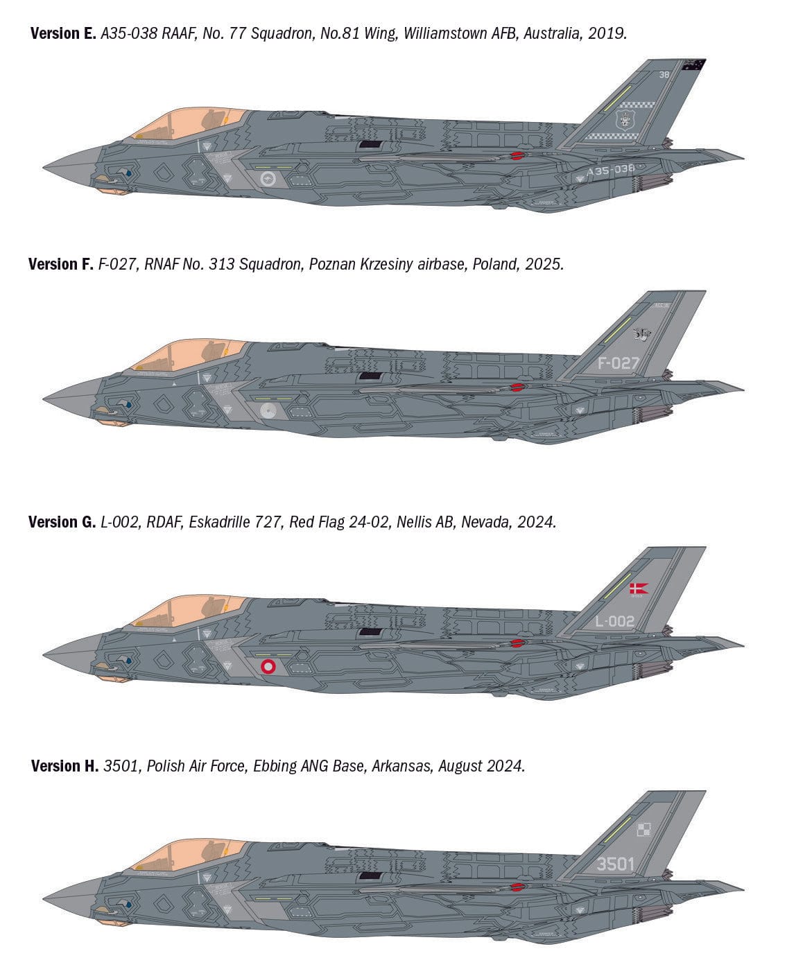 Italeri - 2836 - Lockheed Martin F-35A Lightning II ‘Beast Mode’ - paint schemes