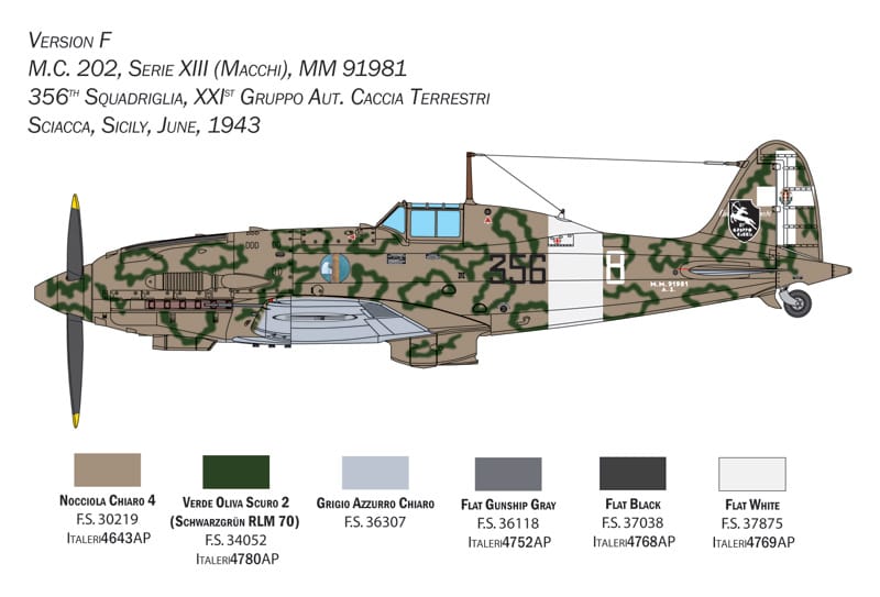 Italeri - 2518 - Macchi C.202 Folgore - paint schemes