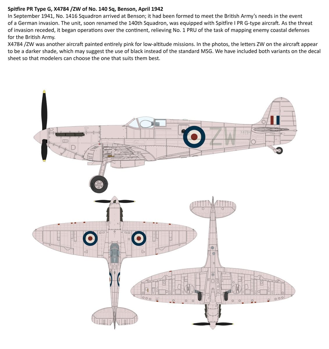 IBG - 72600 - Supermarine Spitfire PR Mk Ic / PR Mk Ig - paint schemes