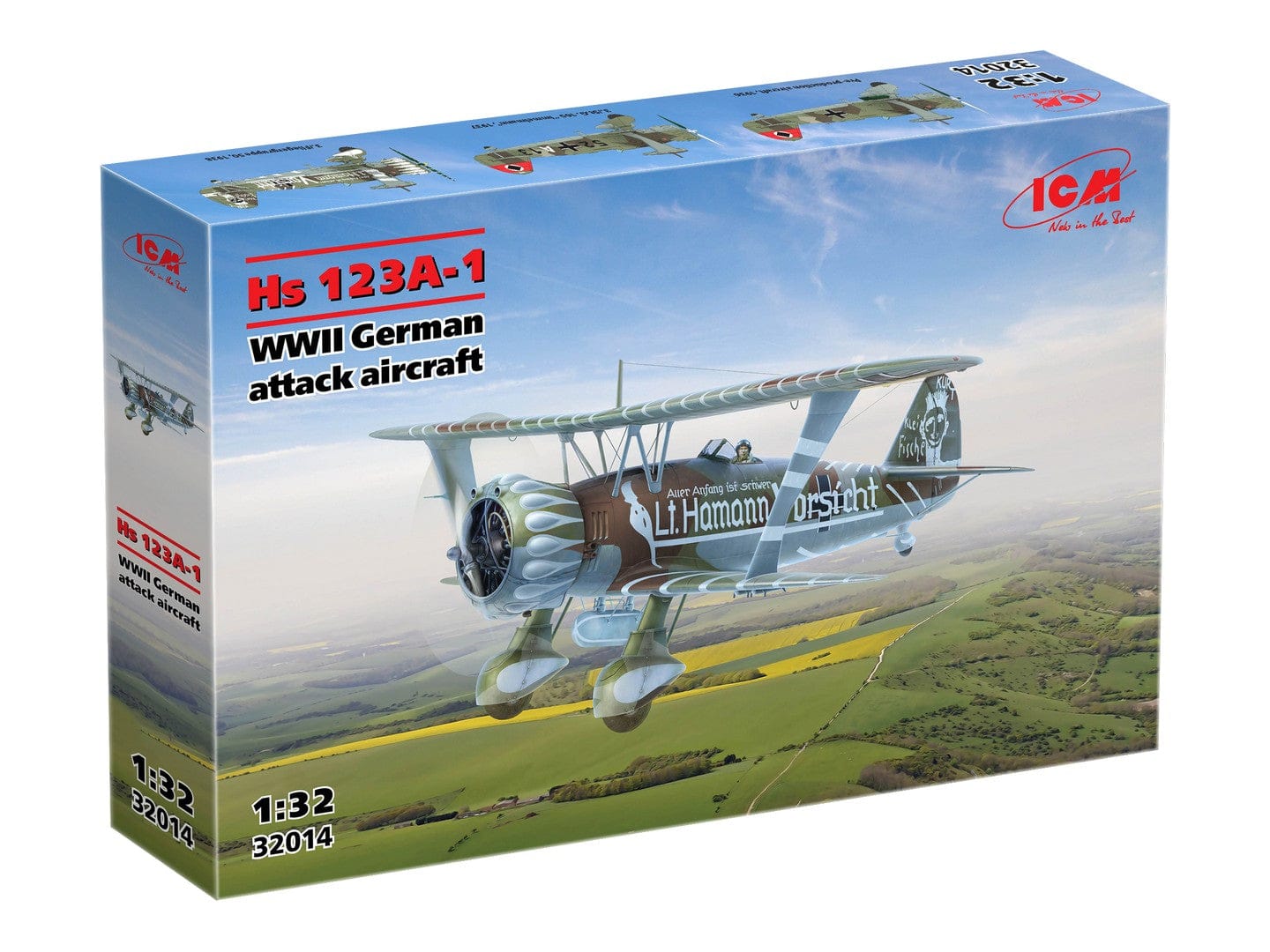 ICM - 32014 - Henschel Hs 123 A-1 - box front left angle