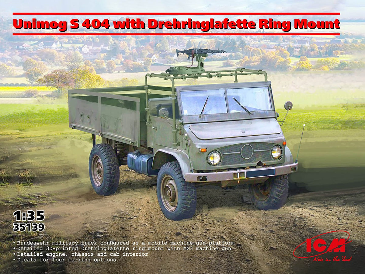 010 - ICM - 35139 - Unimog 404 S with Drehringlafette Mount - primary image