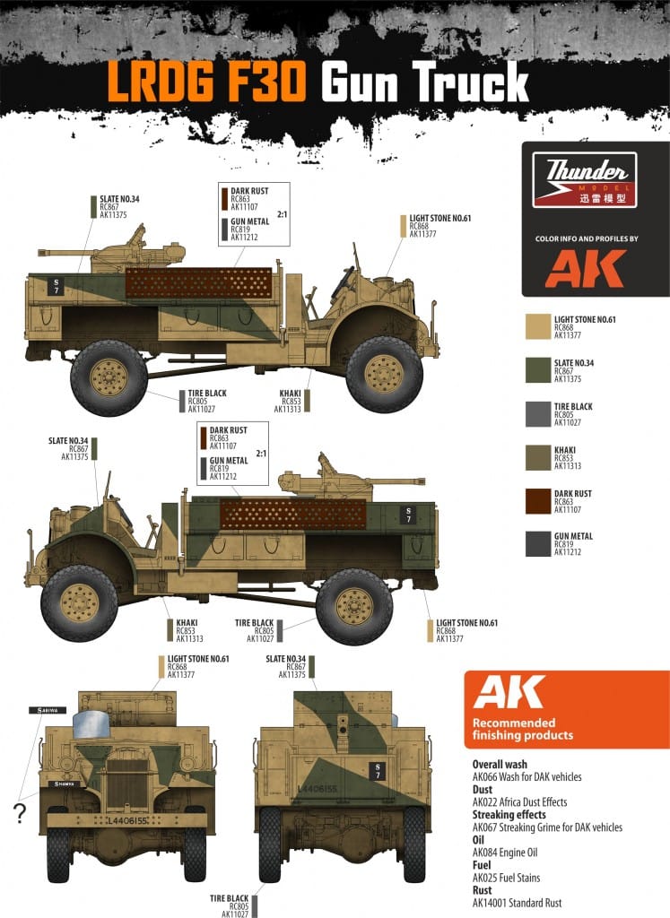 402 - Thunder Model - TM35312 - LRDG Ford F30 Gun Truck with OQF 37mm Mk I - decals