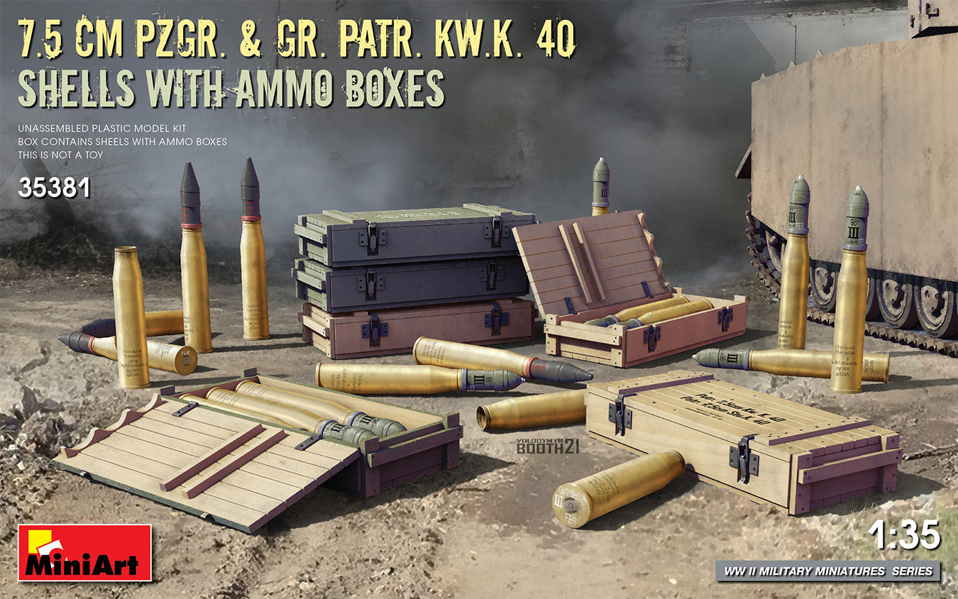 cm PzGr. and Gr. KwK 40 Shells with Ammo Boxes