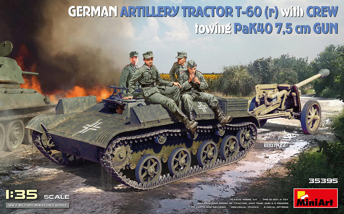 Pz.Kpfw. T-6 743(r) remorquant un PaK 40 de 7,5 cm avec équipage