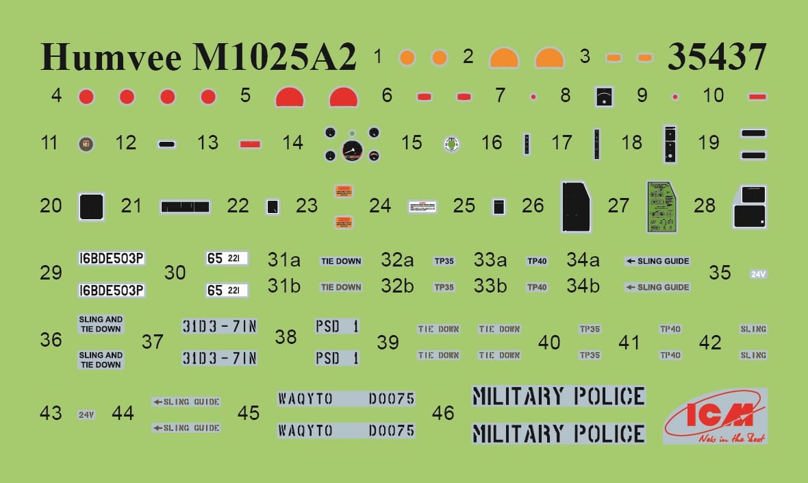 400 - ICM - 35437 - HMMWV Humvee M1025A2 - decals