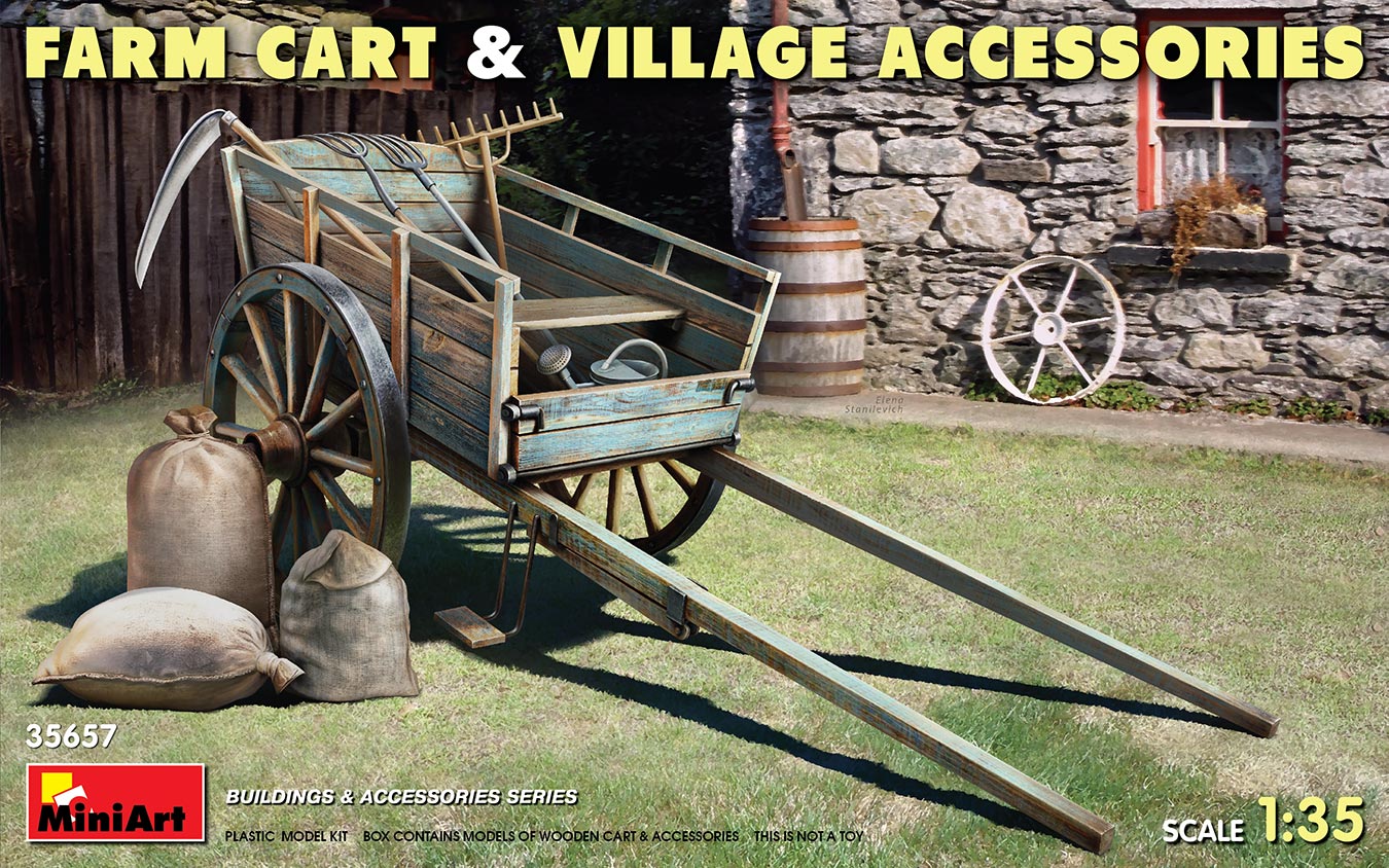 Chariot de ferme avec accessoires de village