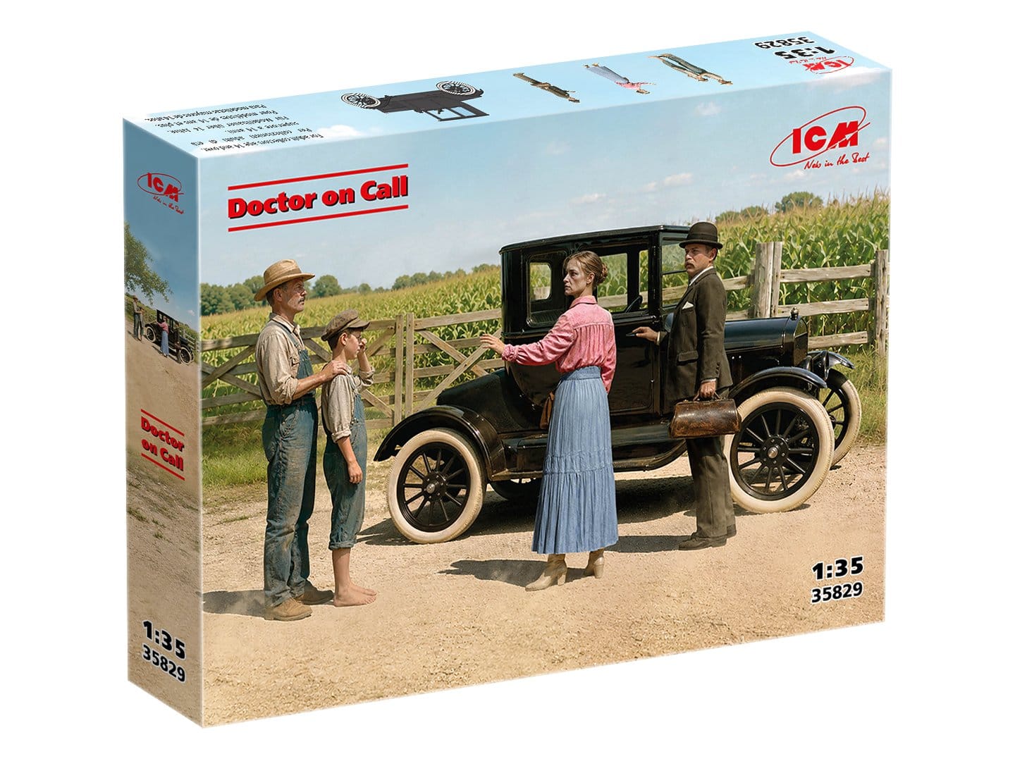 100 - ICM - 35829 - Ford Model T 1918 ‘Doctor on Call’ - box front right angle