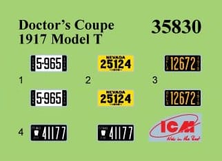 ICM - 35829 - Ford Model T 1918 ‘Doctor on Call’ - decals