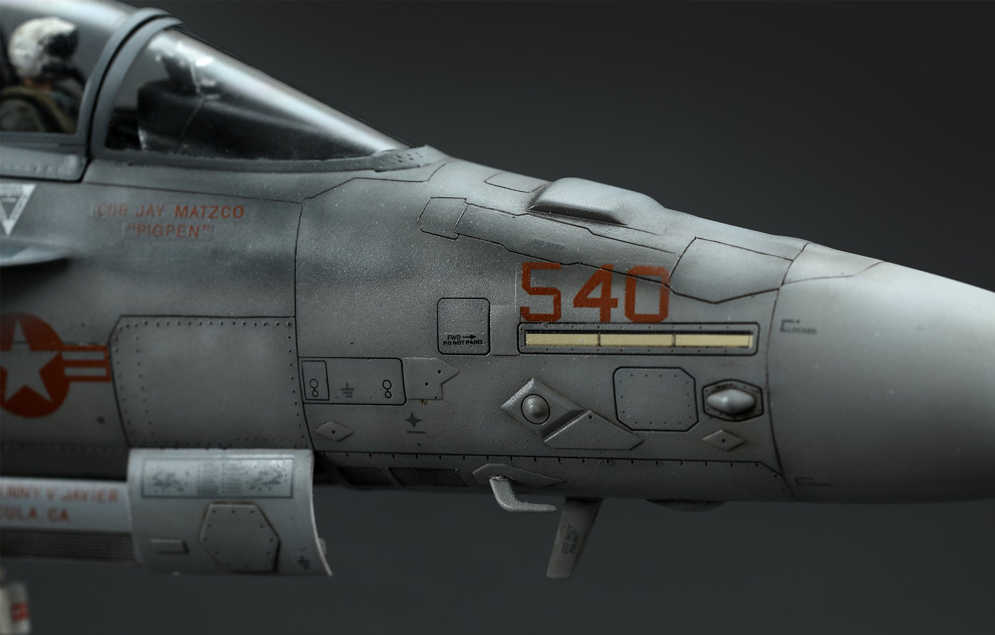 painted model - The cockpit canopy can be built in the open or closed position.