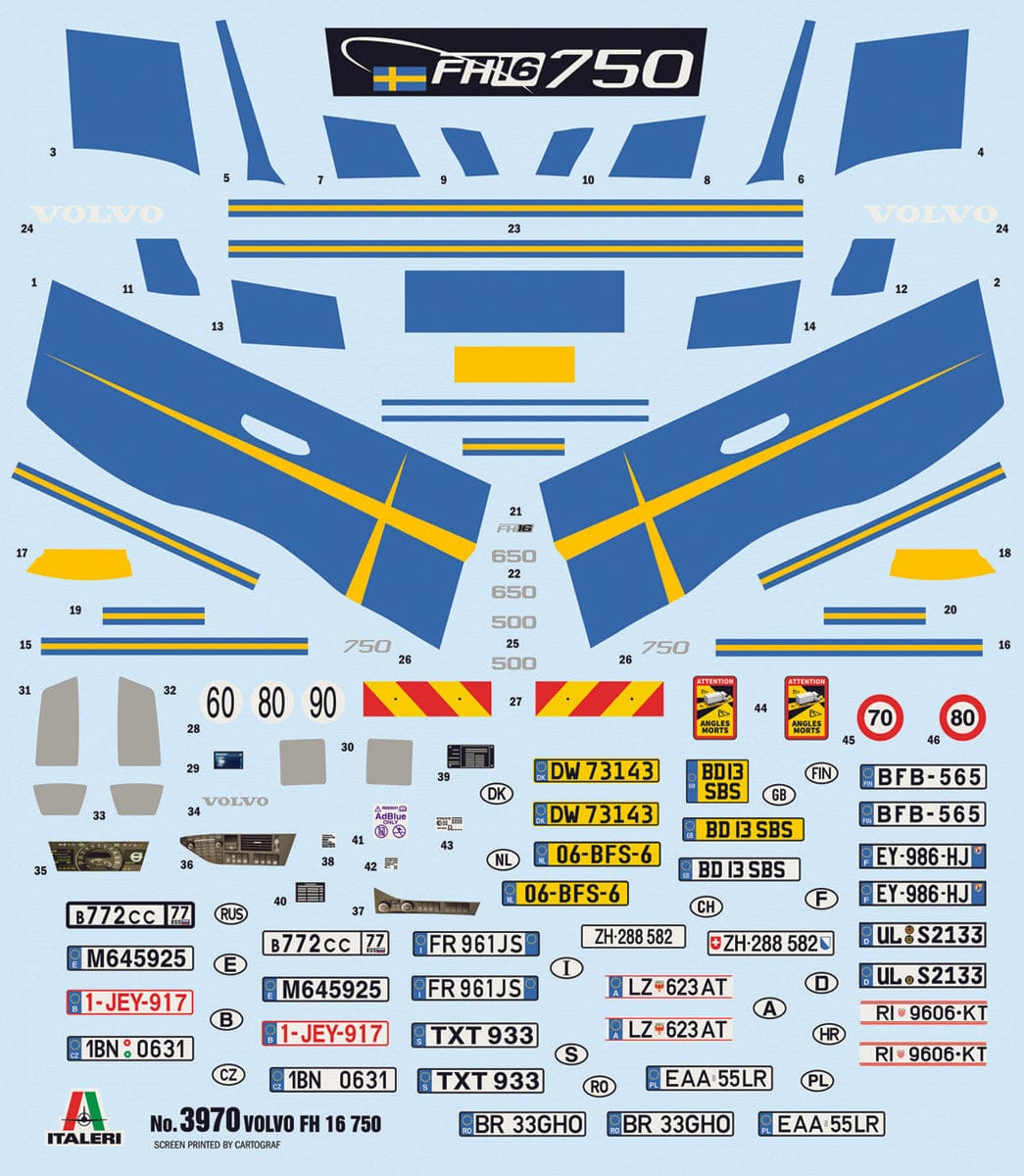 400 - Italeri - 3970 - Volvo FH16 Medium Roof - decals