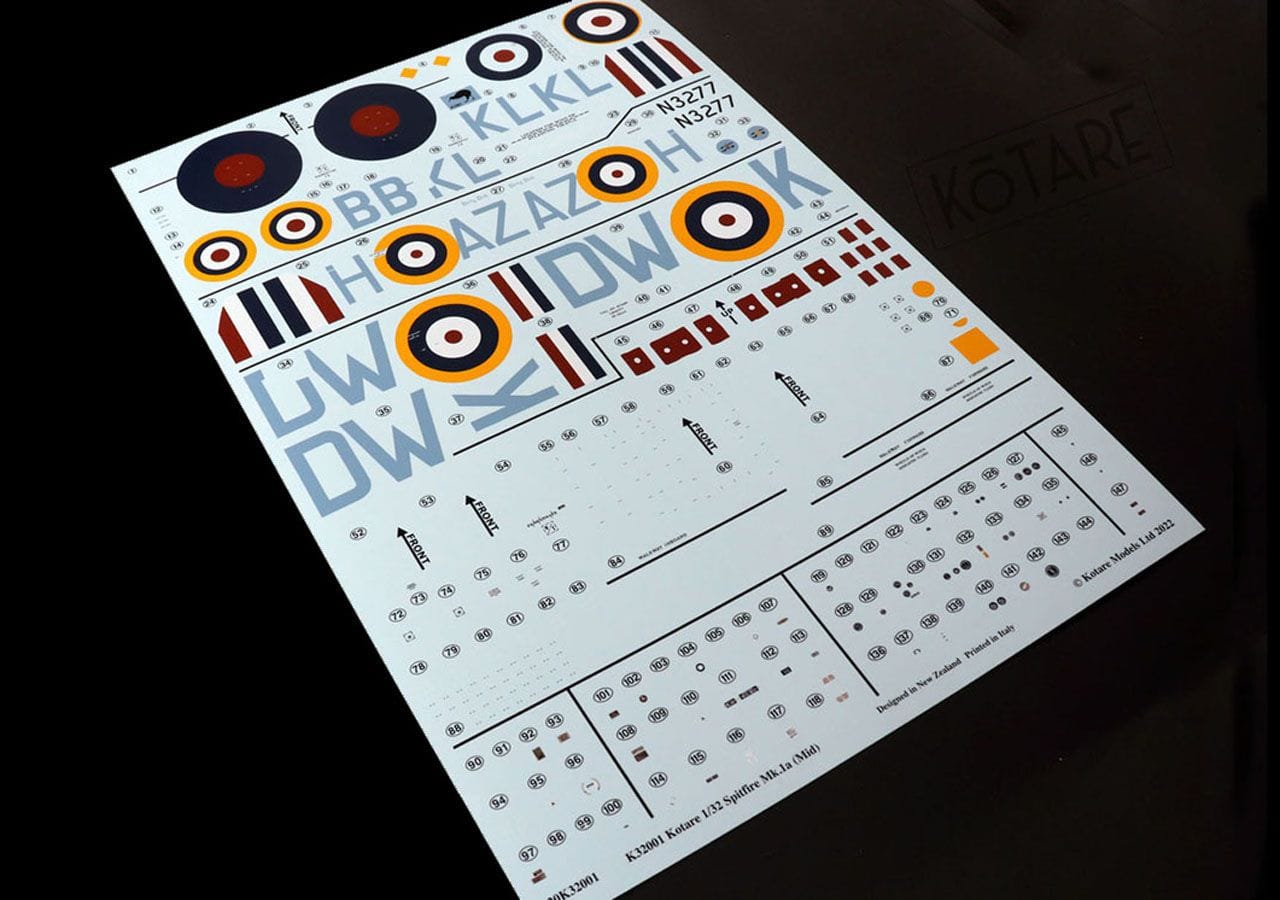 Kotare - 32001 - Supermarine Spitfire Mk Ia (mid) - decals