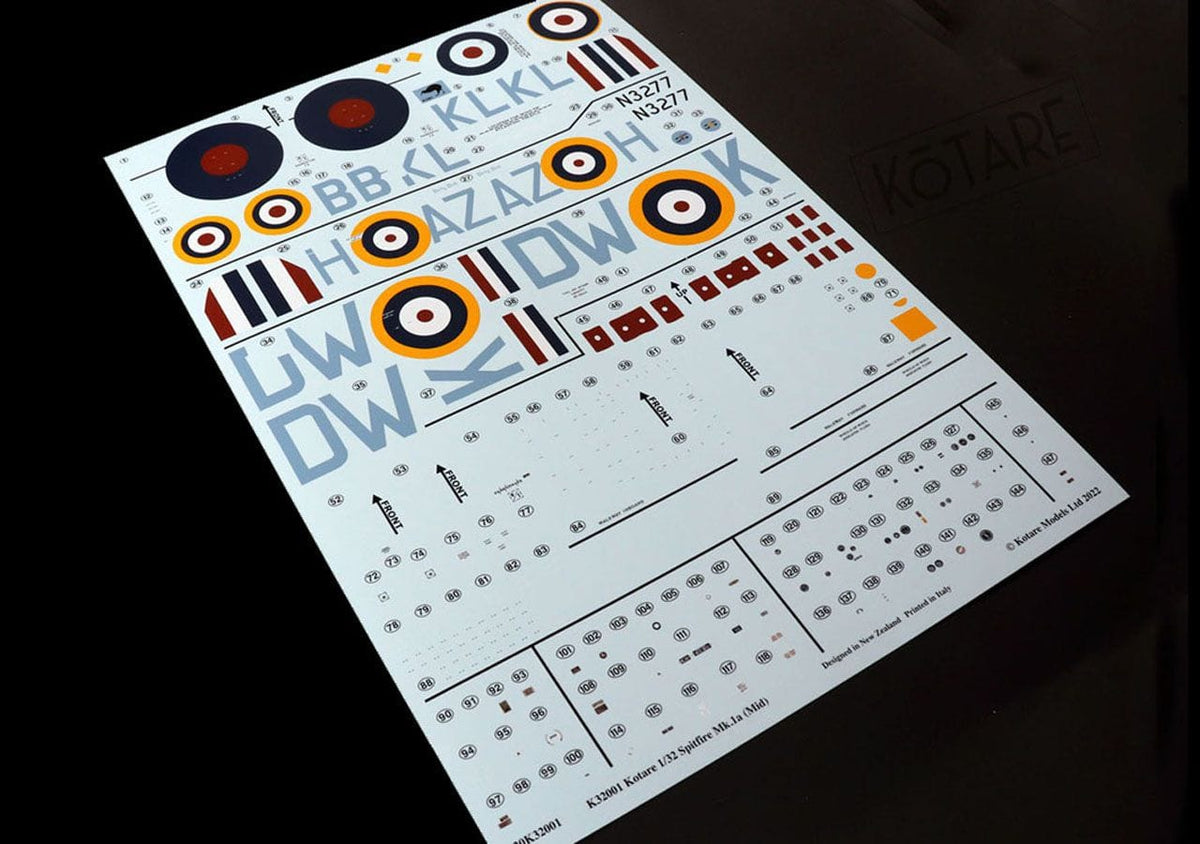 400 - Kotare - 32001 - Supermarine Spitfire Mk Ia (mid) - decals