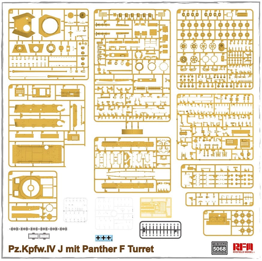 Rye Field Model - 5068 - Pz.Kpfw. IV Ausf. J with Panther Ausf. F Turret - sprue