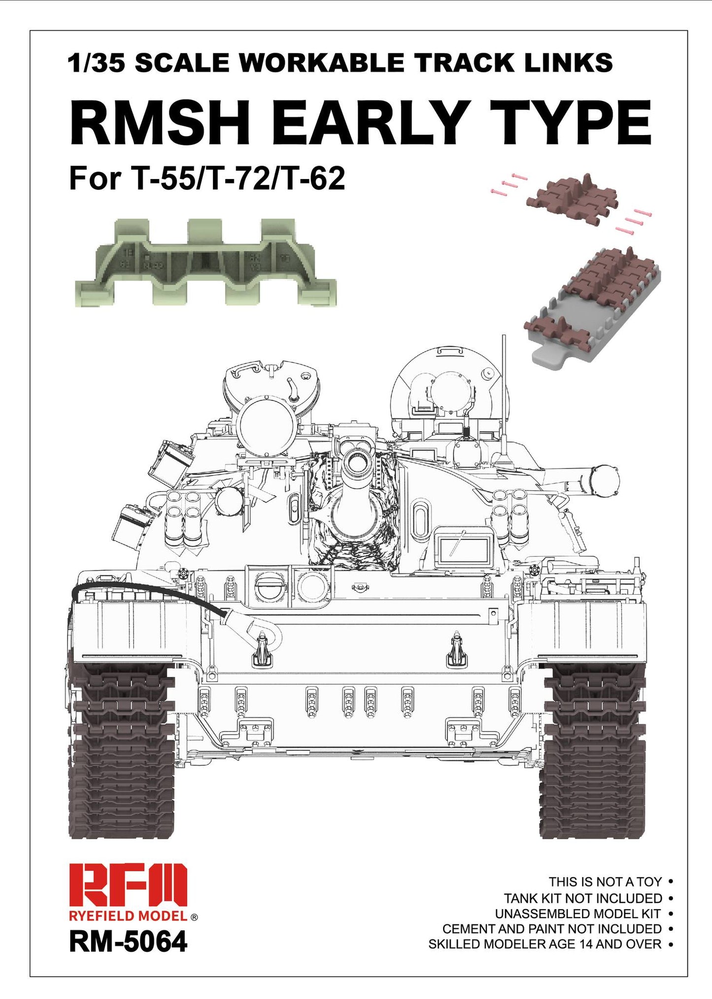 010 - Rye Field Model - 5064 - T-55/T-62/T-72 RMSH (early) Workable Track Links - primary image