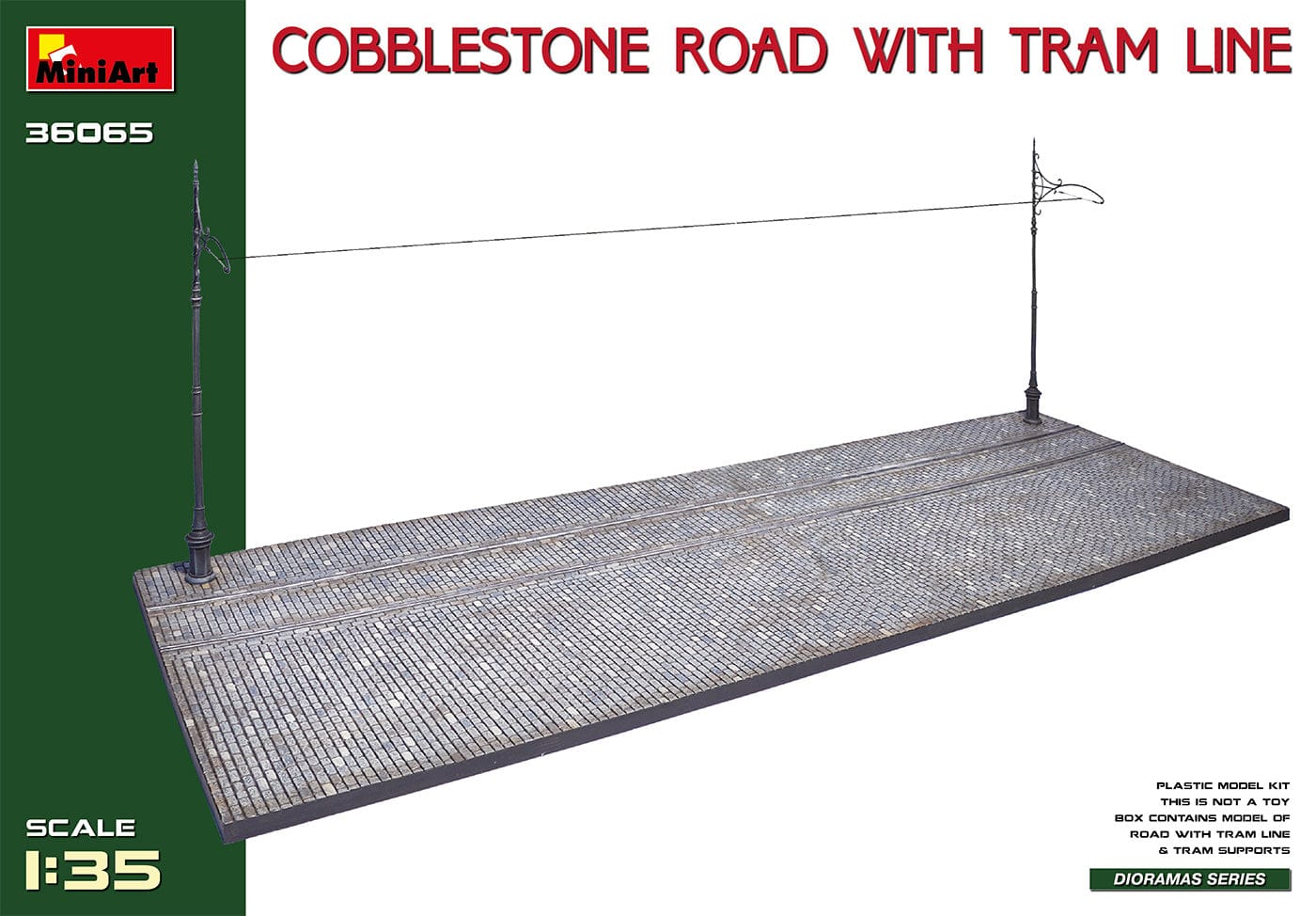010 - Miniart - 36065 - Cobblestone Road with Tram Line - primary image