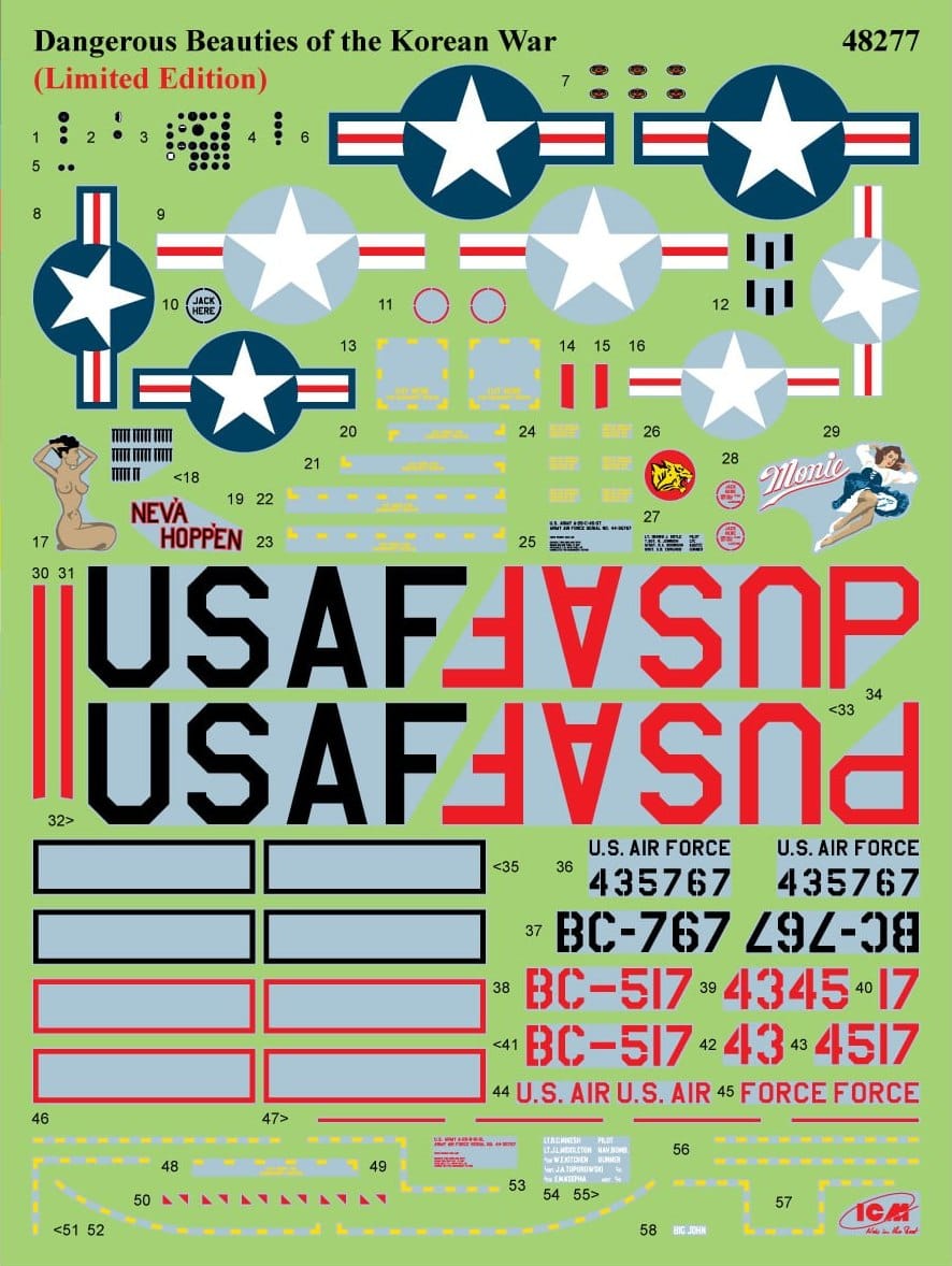 400 - ICM - 48277 - Douglas B-26B/C Invader ‘Dangerous Beauties of the Korean War’ - decals