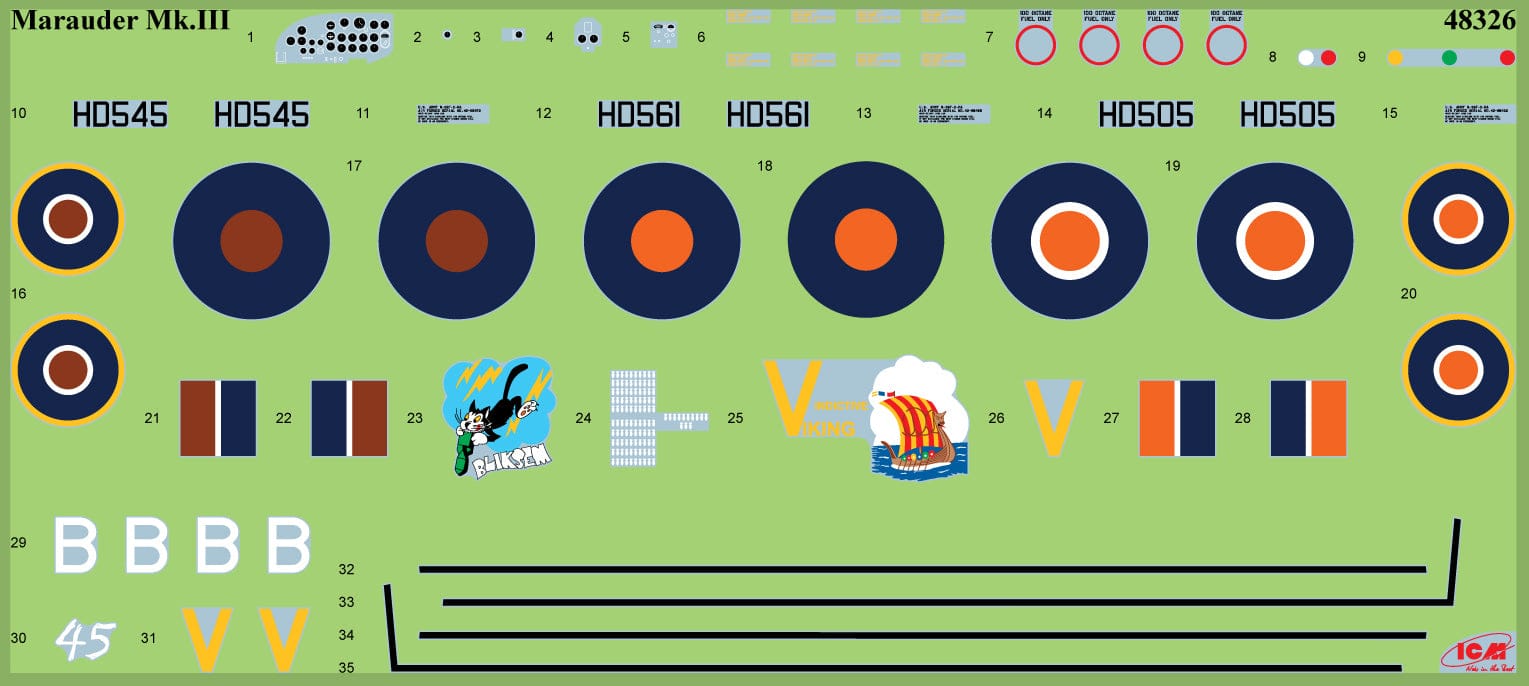 ICM - 48326 - Martin Marauder Mk III - decals