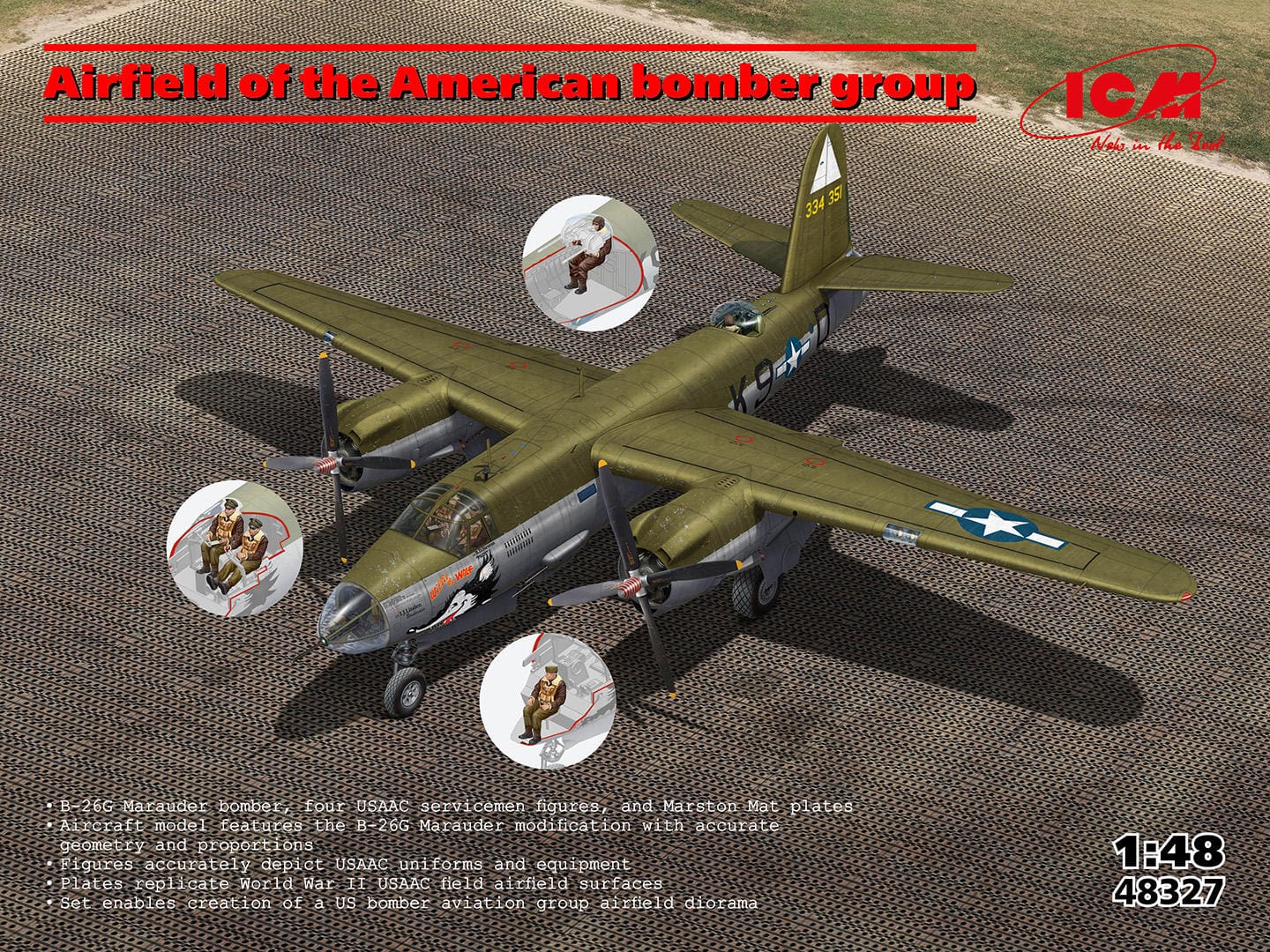 010 - ICM - 48327 - Martin B-26G Marauder and Marston Mat - primary image