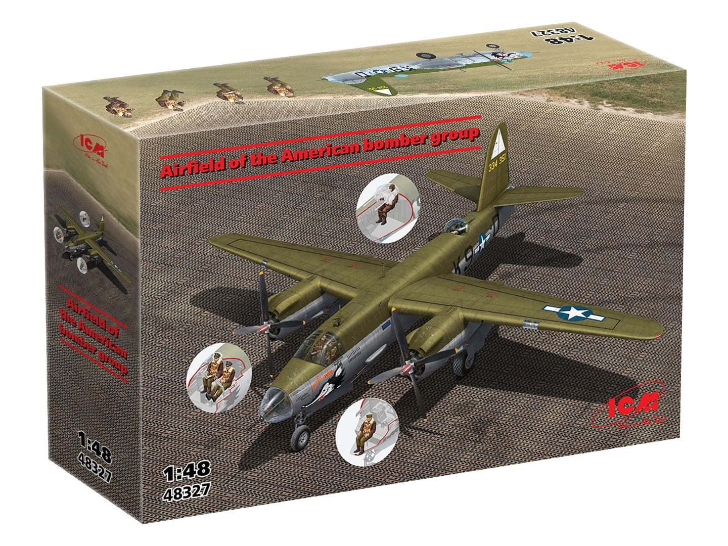 ICM - 48327 - Martin B-26G Marauder and Marston Mat - box front left angle