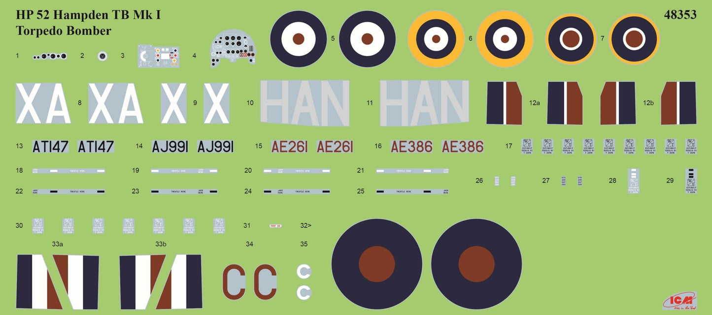 400 - ICM - 48353 - Handley Page Hampden TB Mk I - decals