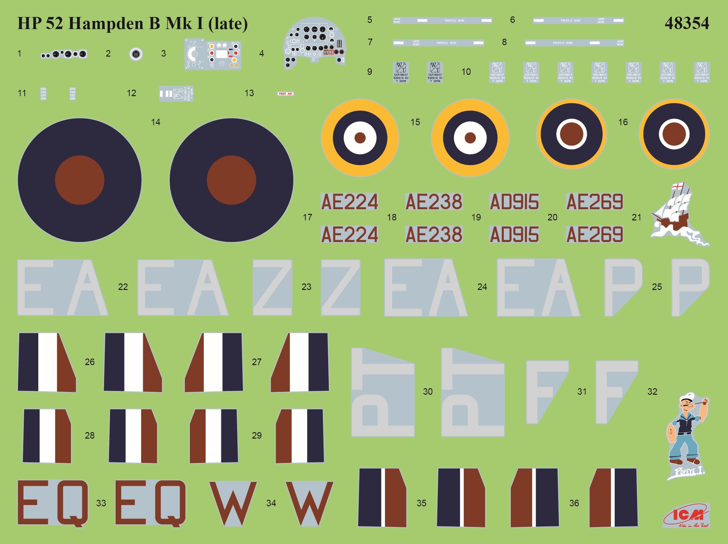 ICM - 48355 - Handley Page Hampden Mk I ‘Operation Gardening’ - decals
