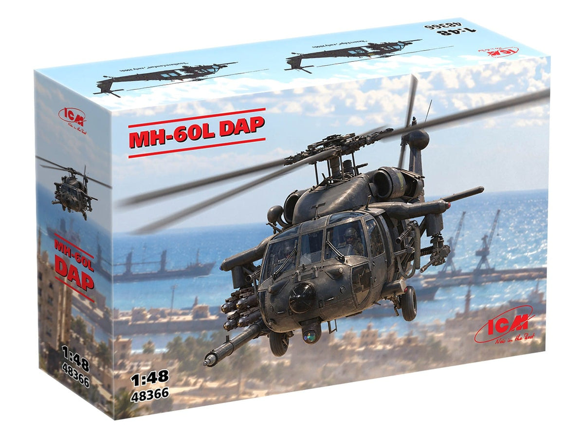 100 - ICM - 48366 - Sikorsky MH-60L DAP Black Hawk - box front left angle