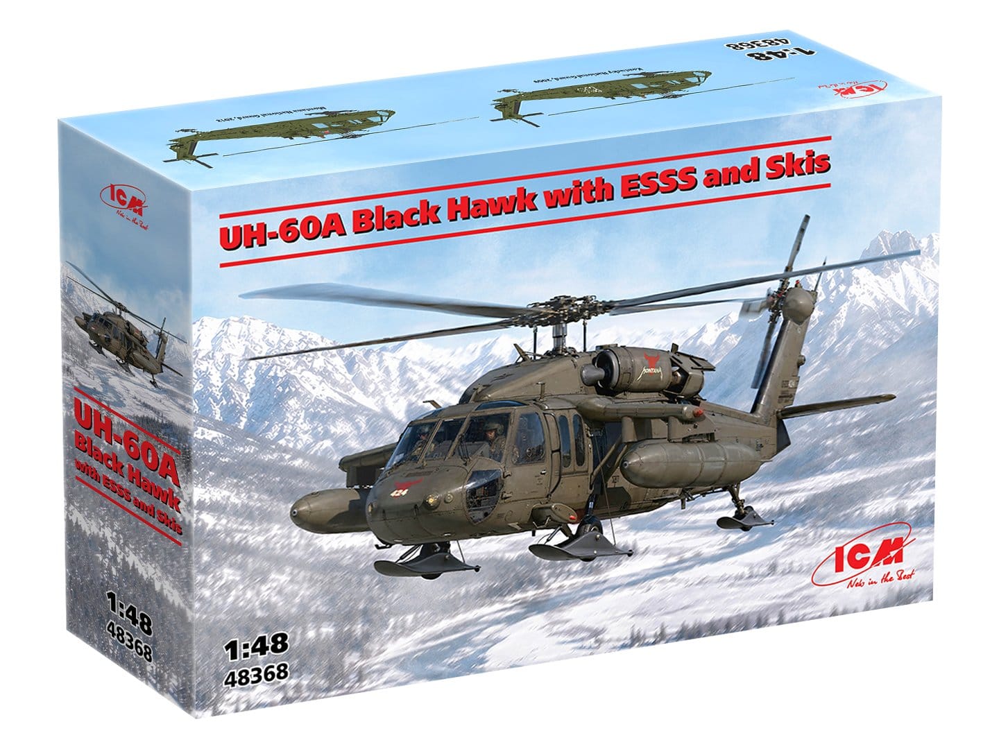 ICM - 48368 - Sikorsky UH-60A Black Hawk with ESSS and Skis - box front left angle