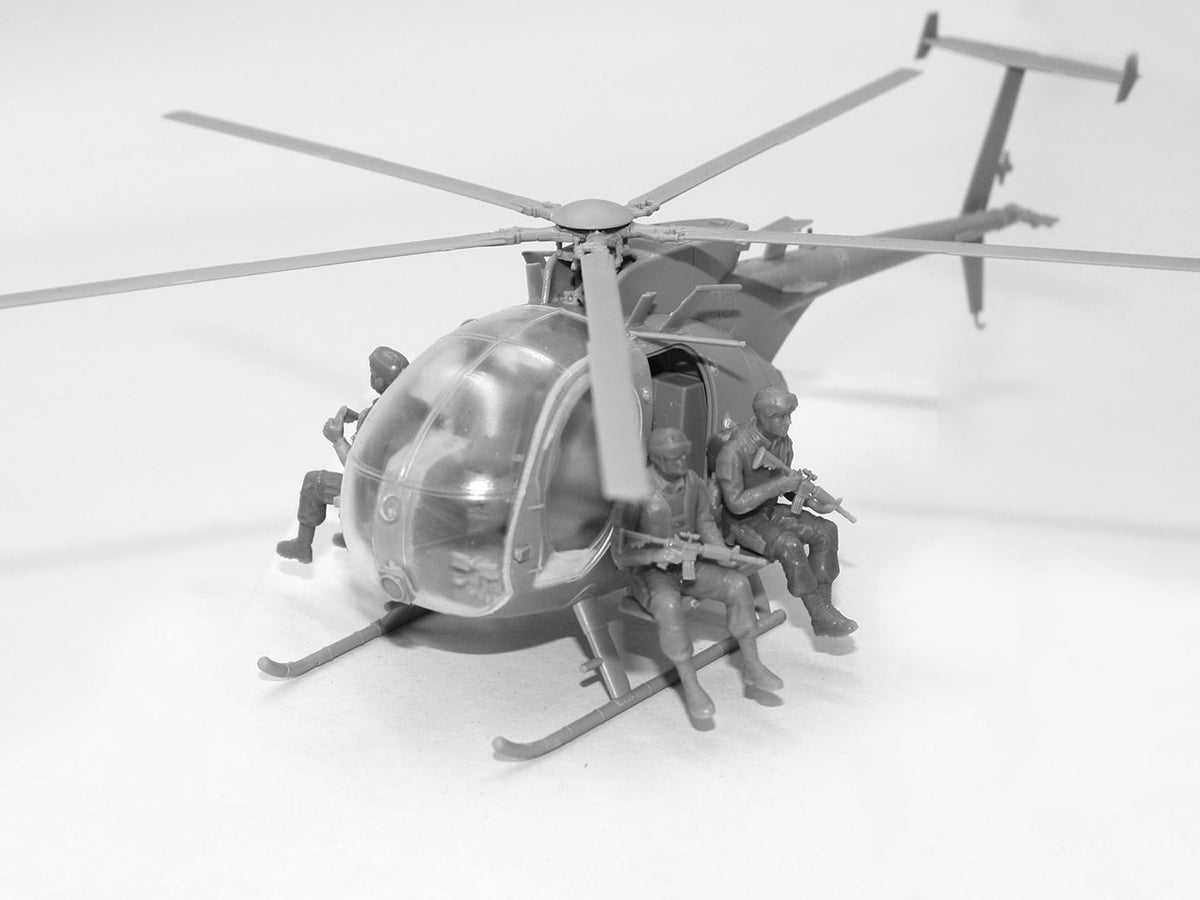 602 - ICM - 48371 - MD MH-6J Little Bird with Delta Force Assault Team - unpainted model