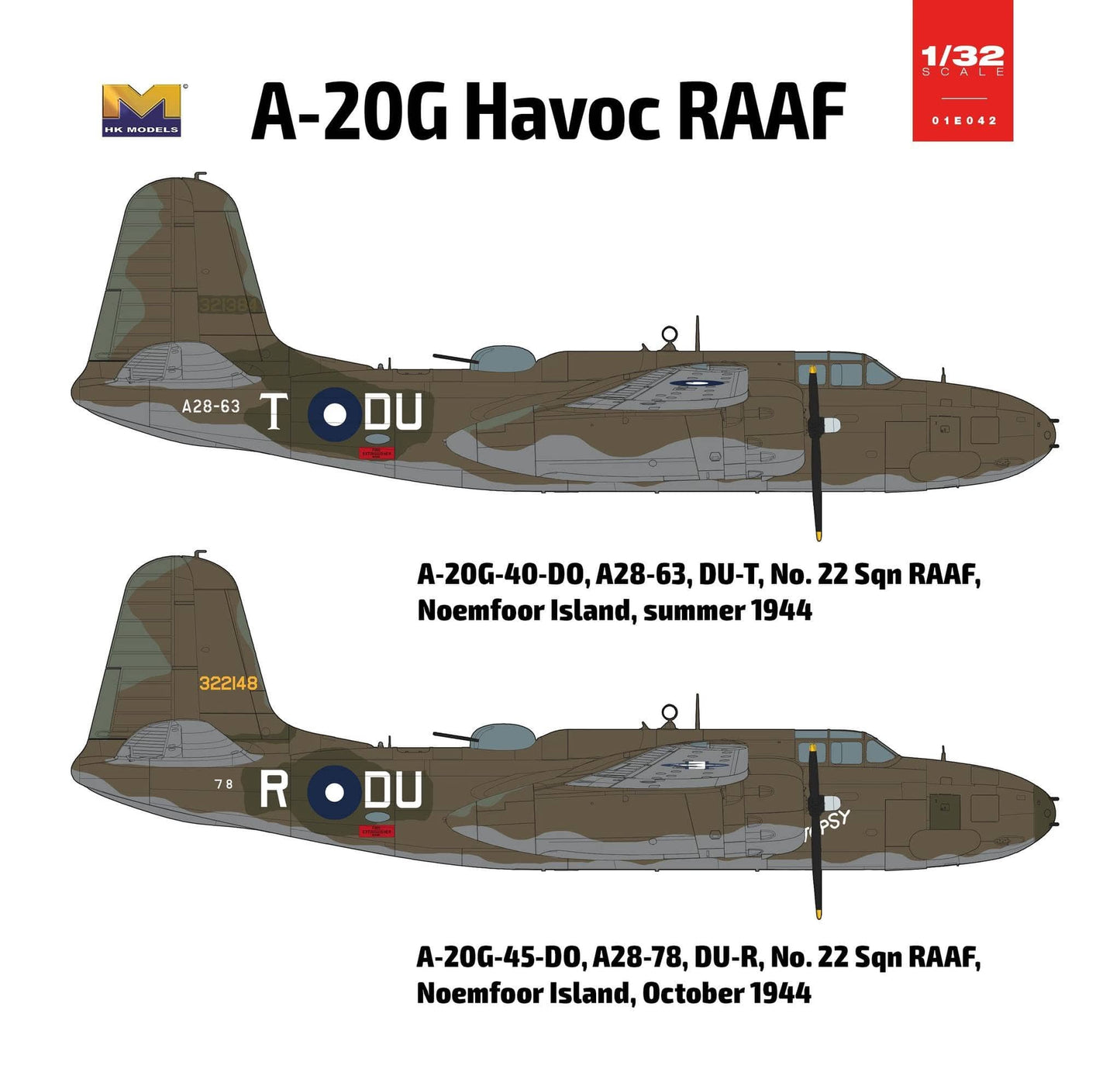 300 - HK Models - 01E042 - Douglas A-20G Havoc - paint schemes
