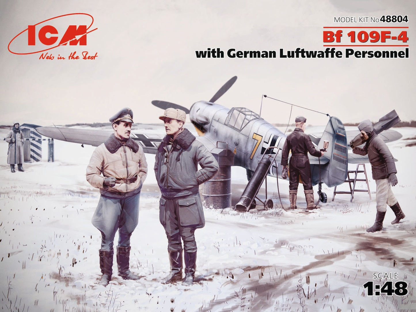 Messerschmitt Bf 109 F-4 avec pilotes et personnel au sol (hiver)