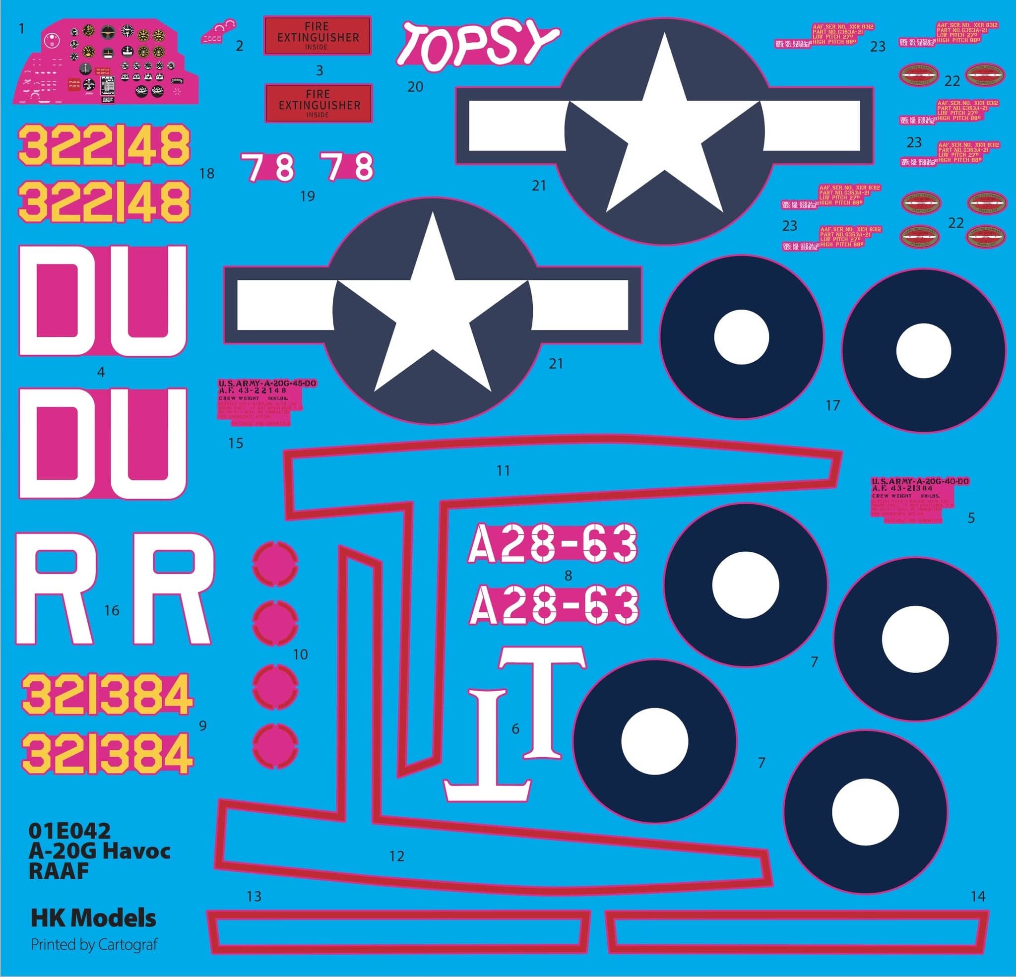 HK Models - 01E042 - Douglas A-20G Havoc - decals