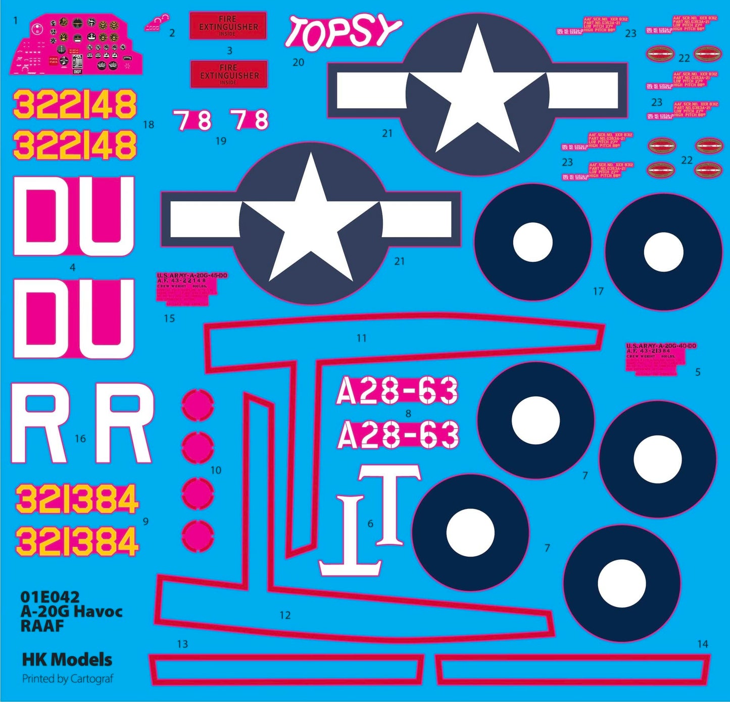 400 - HK Models - 01E042 - Douglas A-20G Havoc - decals